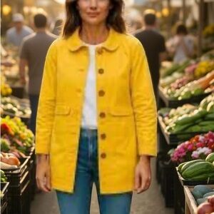 New Vintage Juicy Couture Vibrant Yellow Pea Coat with Gold Tone Buttons M